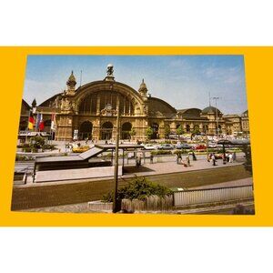 Vintage Frankfurt Postcard With Hauptbahnhof Train Station Scene